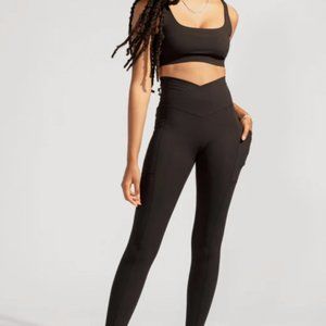 Popflex Crisscross Hourglass Legging w/Pockets - Black (L, 31" inseam)